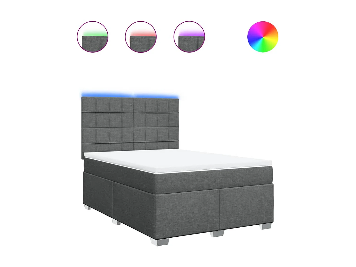 Sommier à lattes de lit avec matelas Gris foncé 160x200cm Tissu