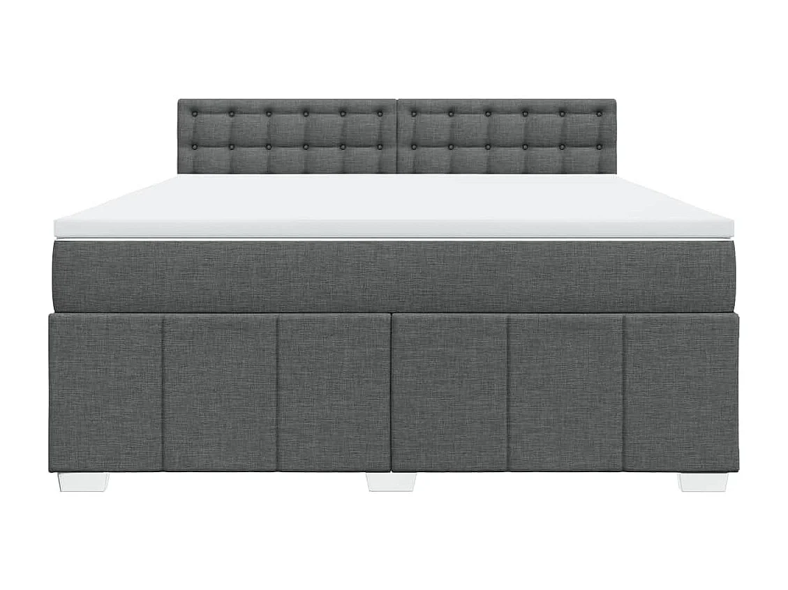 Cama box spring con colchón tela gris oscuro 180x200 cm