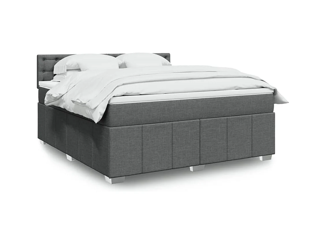Sommier à lattes de lit avec matelas Gris foncé 180x200cm Tissu