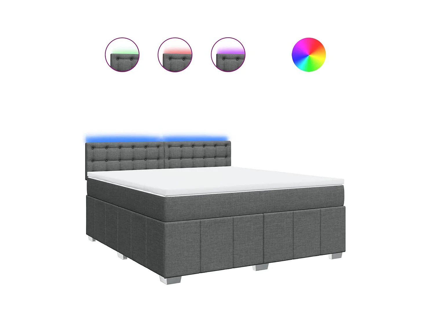 Sommier à lattes de lit avec matelas Gris foncé 180x200cm Tissu