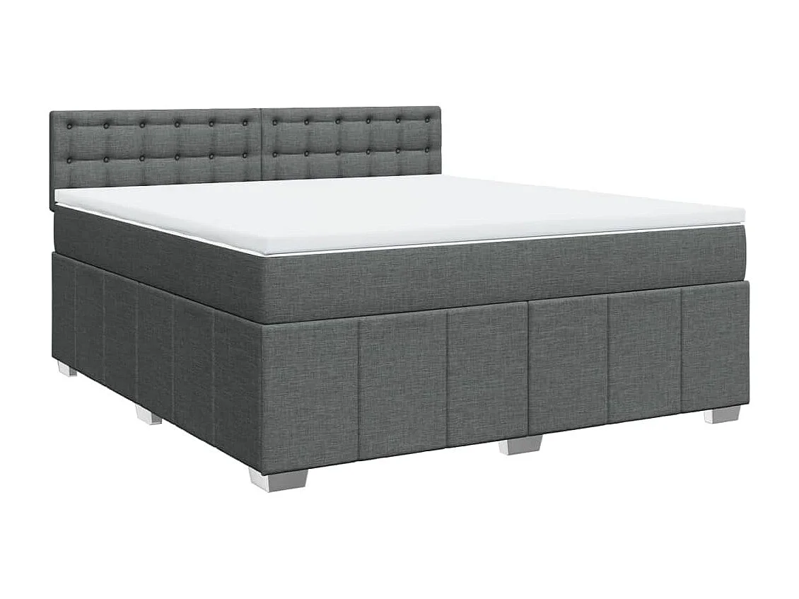 Cama box spring con colchón tela gris oscuro 180x200 cm