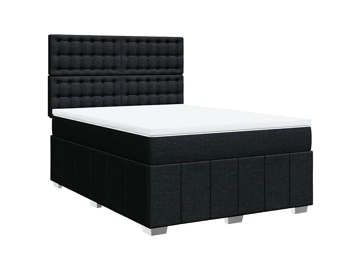 Sommier à lattes de lit avec matelas Noir 140x200 cm Tissu
