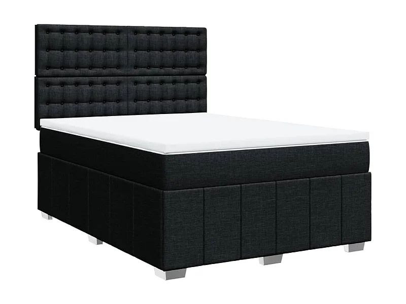 Cama box spring con colchón tela negro 140x200 cm
