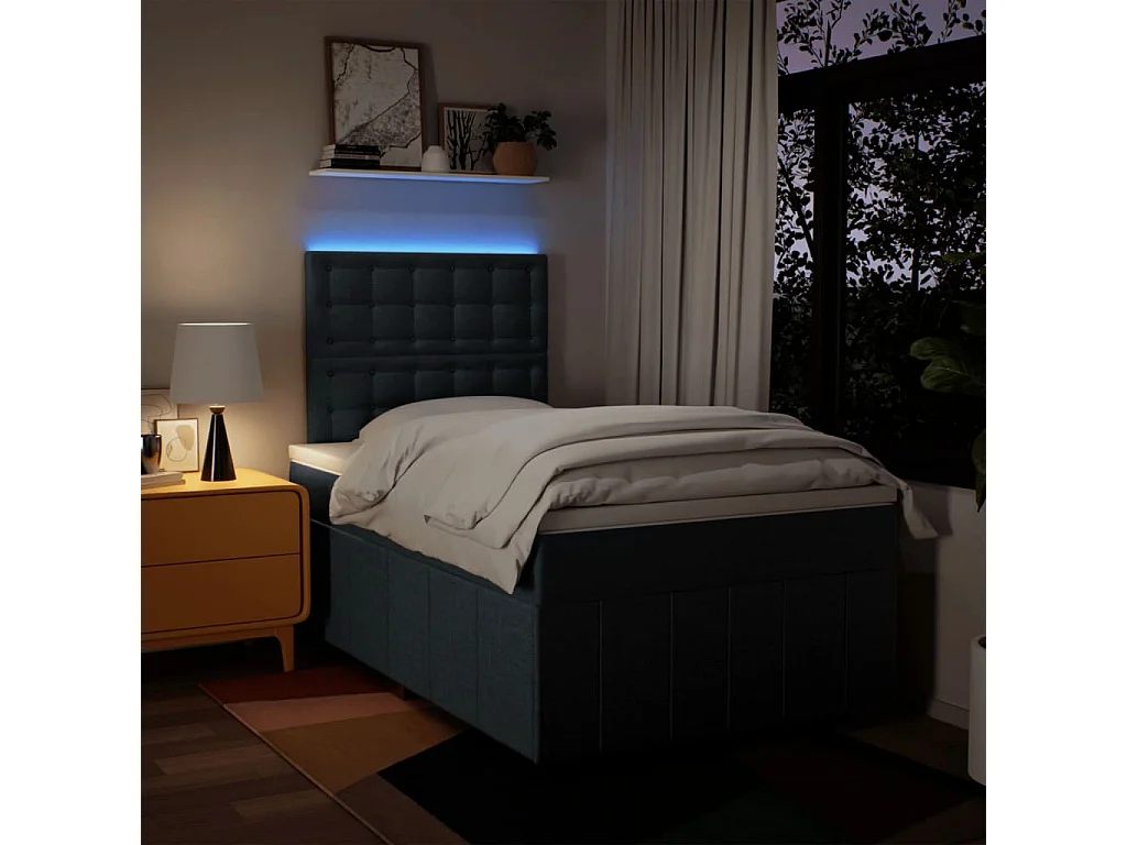 Boxspring met matras stof blauw 120x190 cm