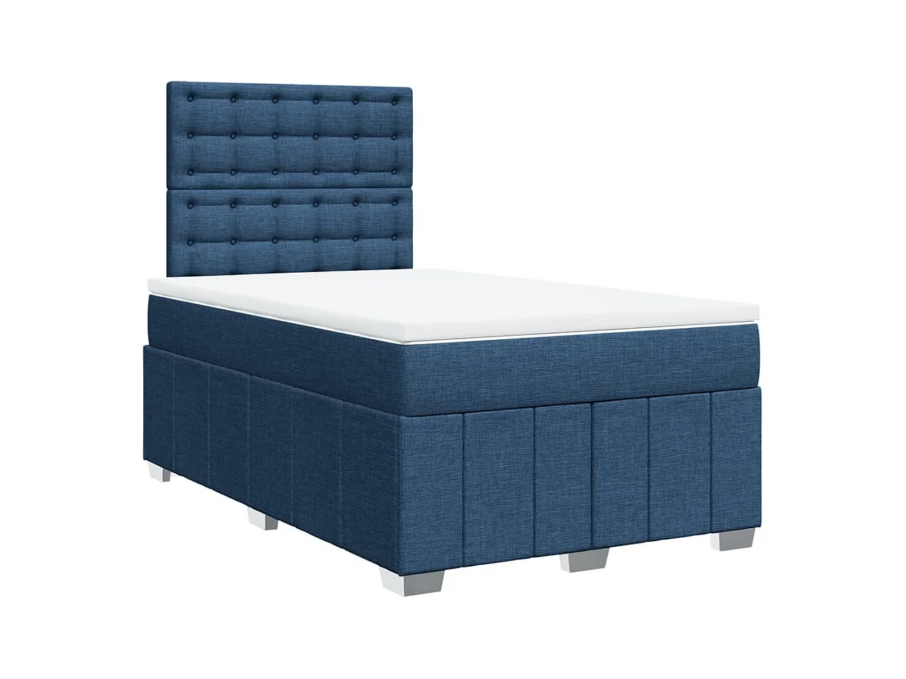Cama boxspring com colchão 120x190 cm tecido azul