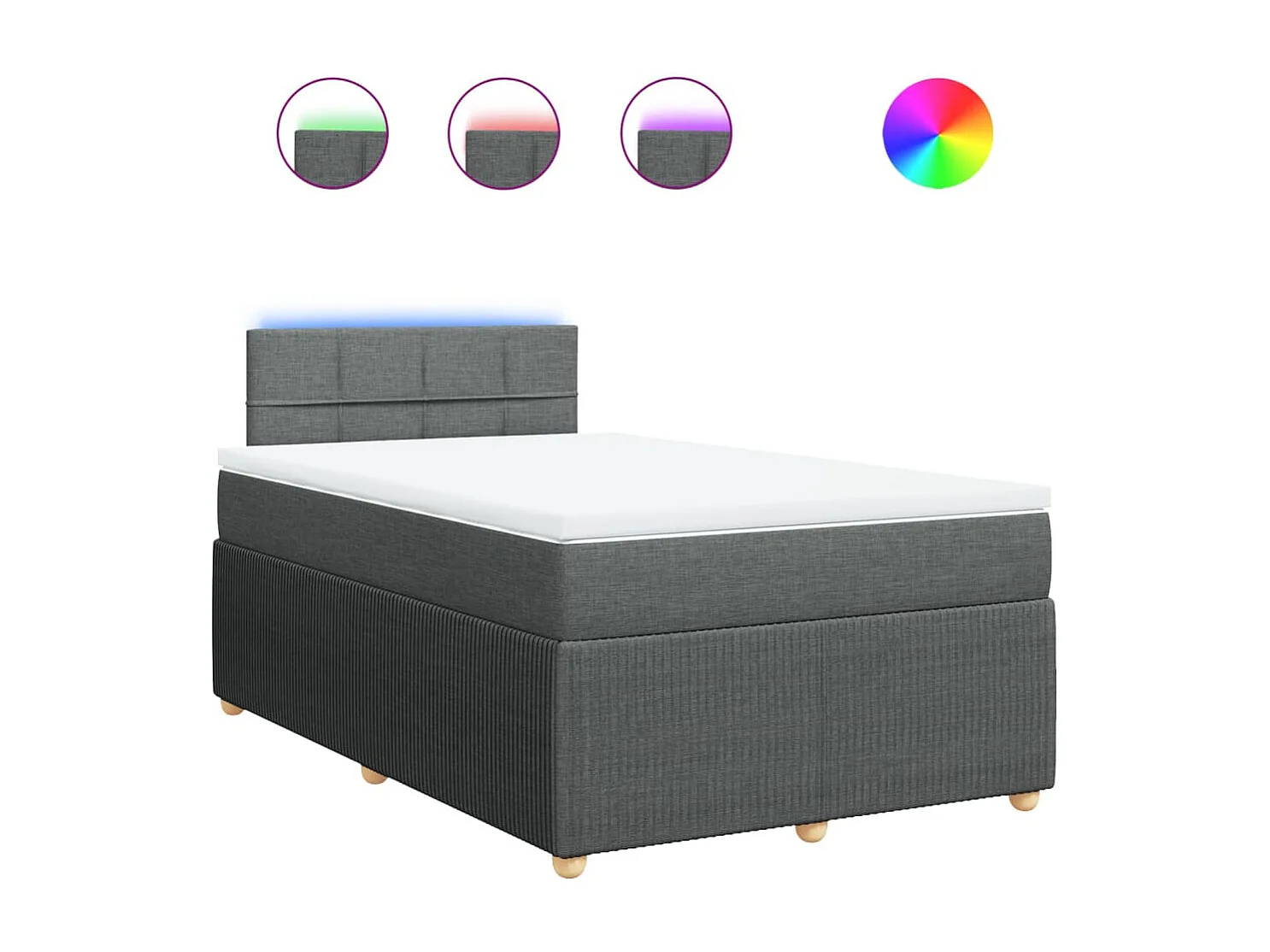 Cama boxspring com colchão 120x190 cm tecido cinzento-escuro