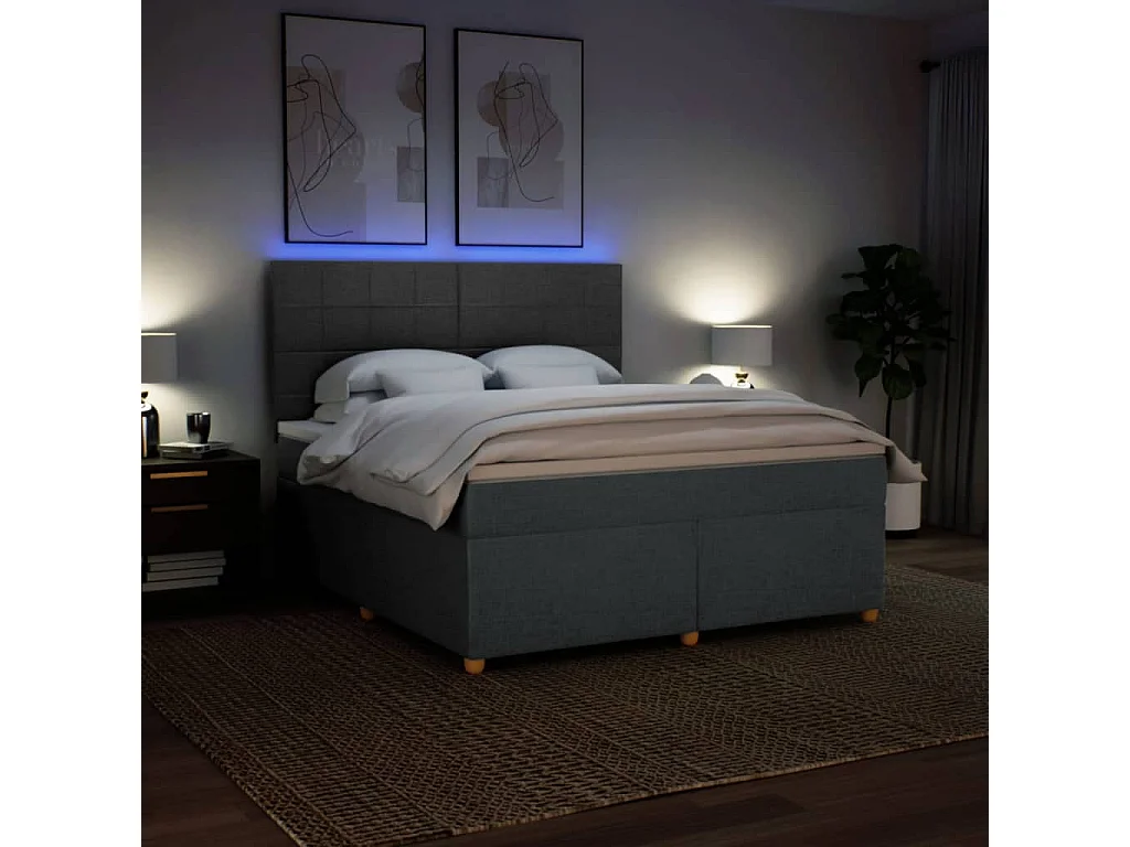 Sommier à lattes de lit avec matelas Gris foncé 180x200cm Tissu