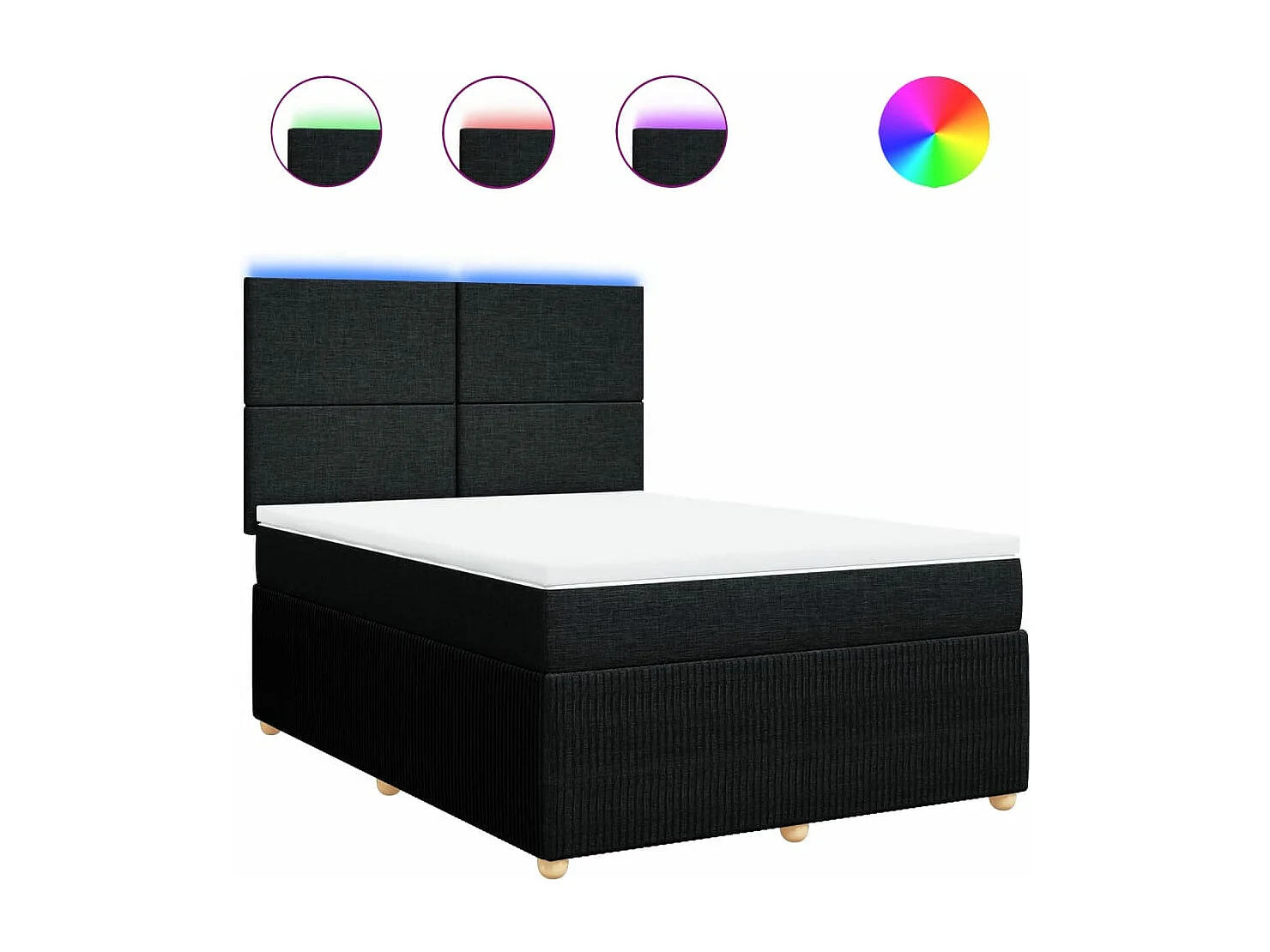 Sommier à lattes de lit avec matelas Noir 140x190 cm Tissu