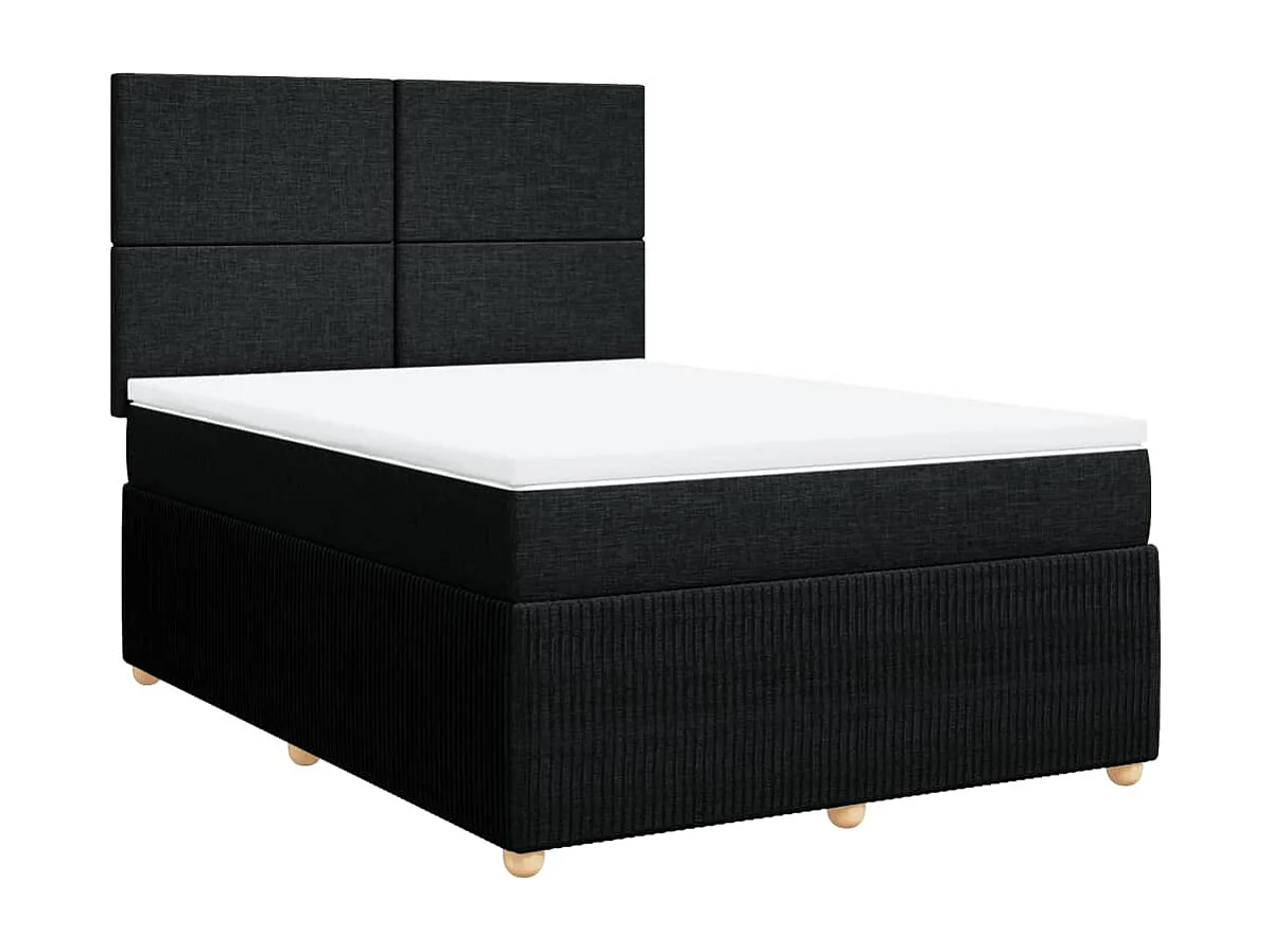 Sommier à lattes de lit avec matelas Noir 140x190 cm Tissu