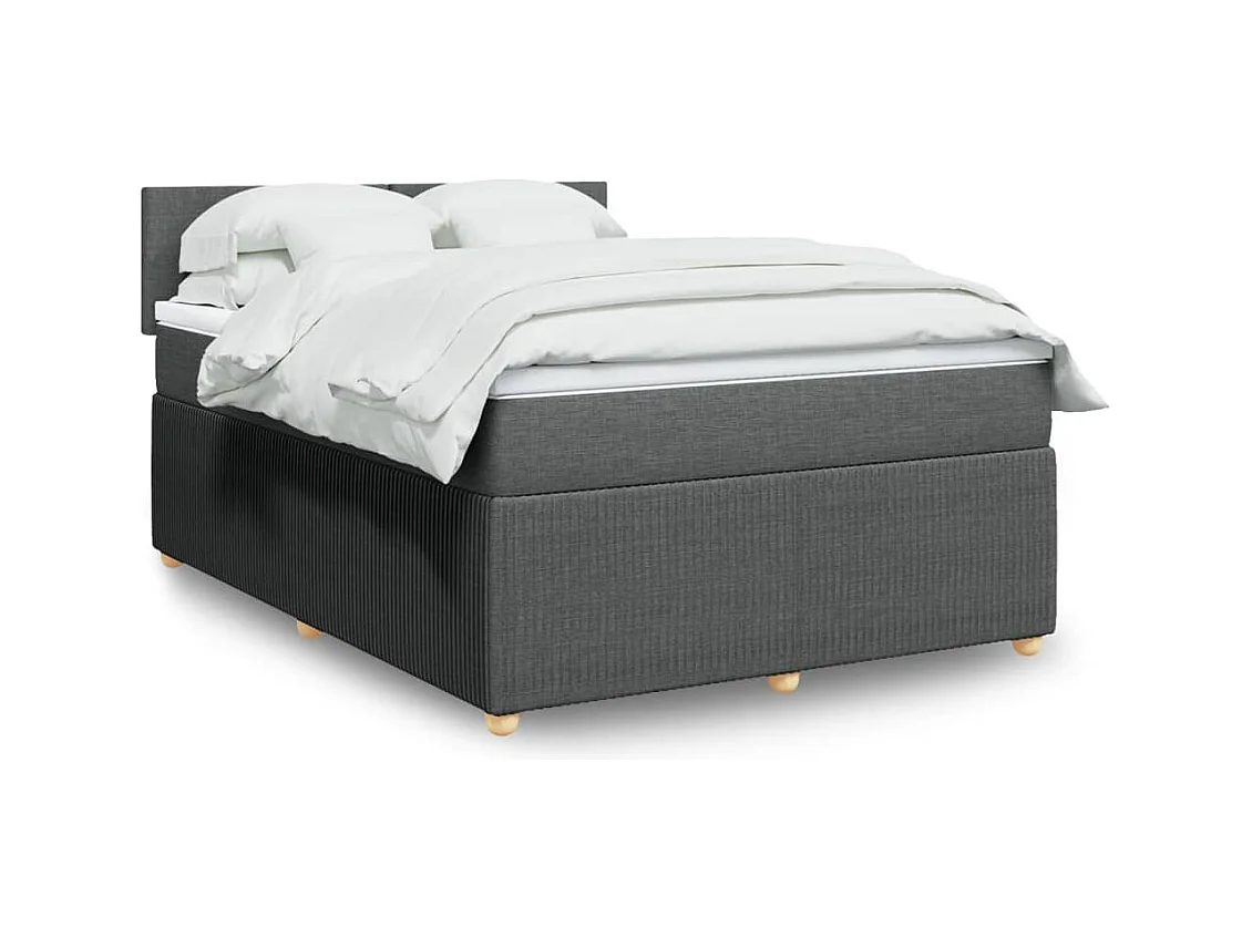 Sommier à lattes de lit avec matelas Gris foncé 140x190cm Tissu