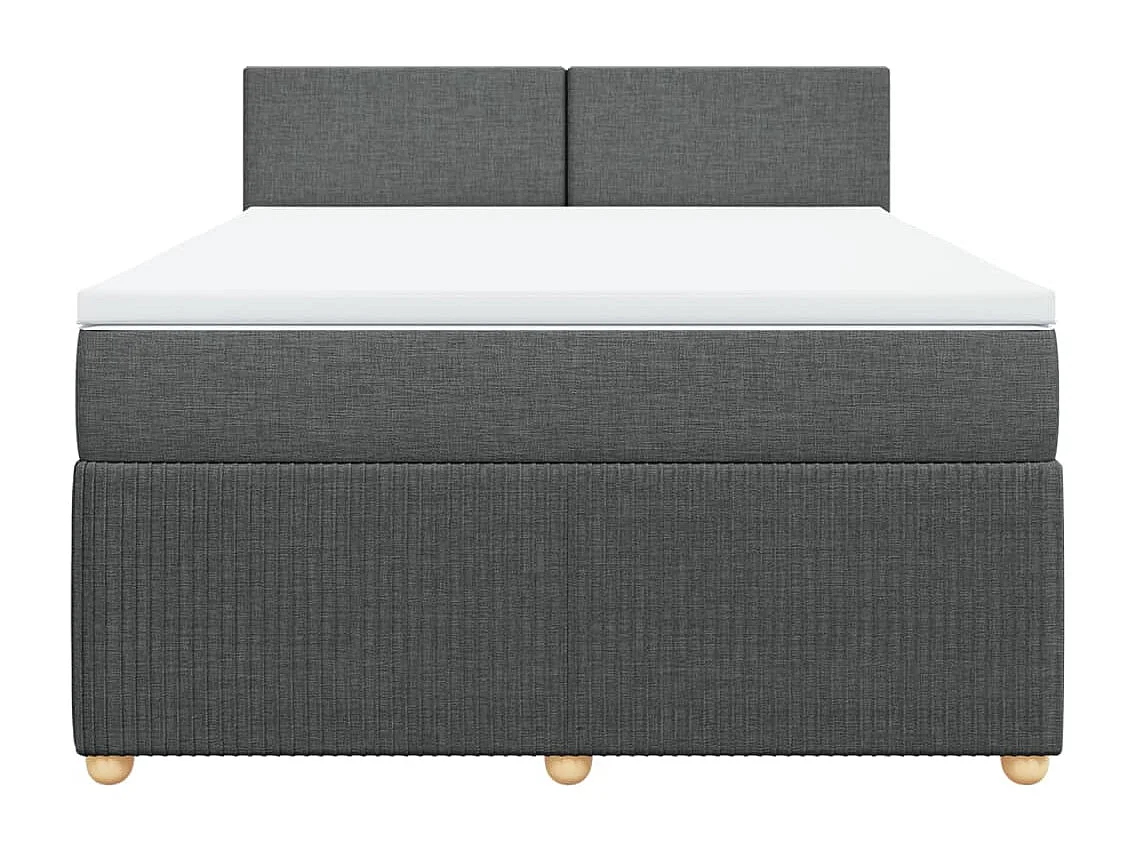 Sommier à lattes de lit avec matelas Gris foncé 140x190cm Tissu