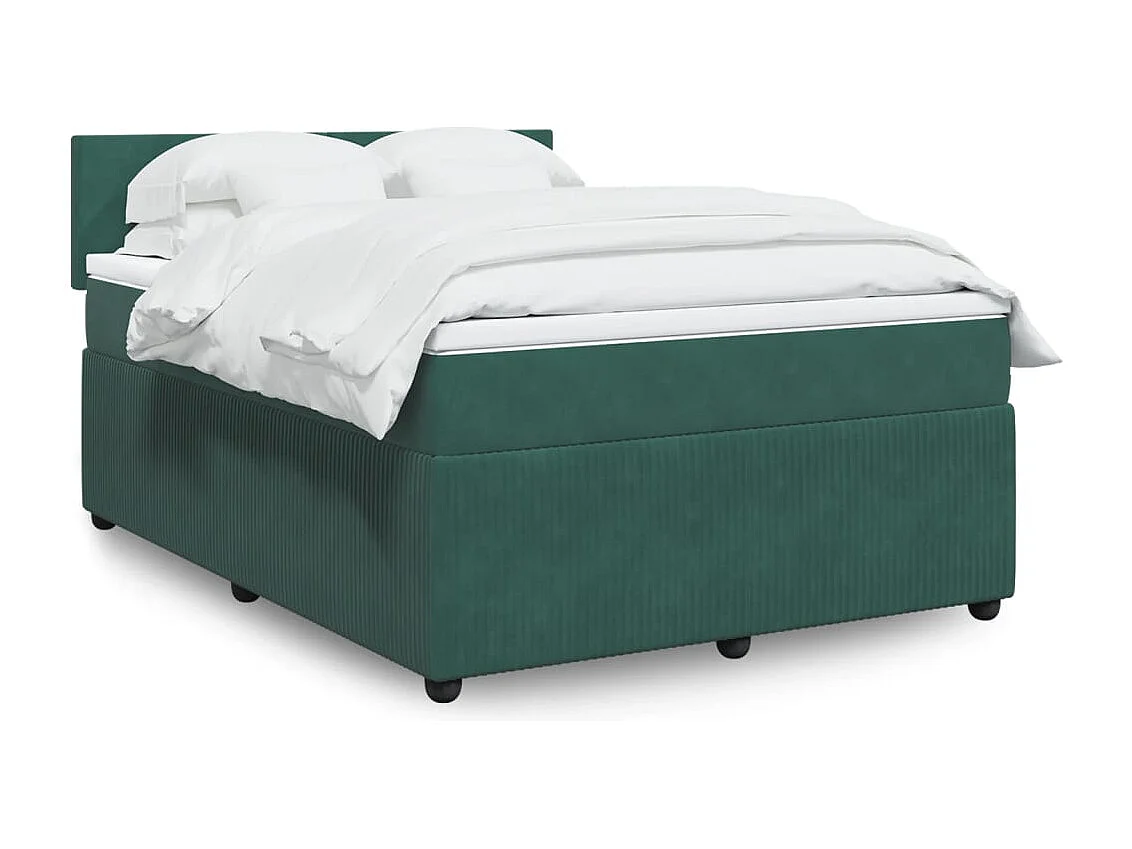 Cama com molas/colchão 140x190 cm veludo verde-escuro