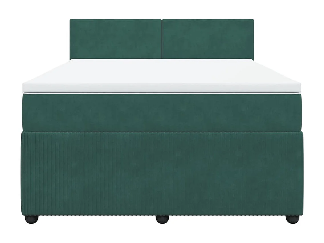 Cama com molas/colchão 140x190 cm veludo verde-escuro