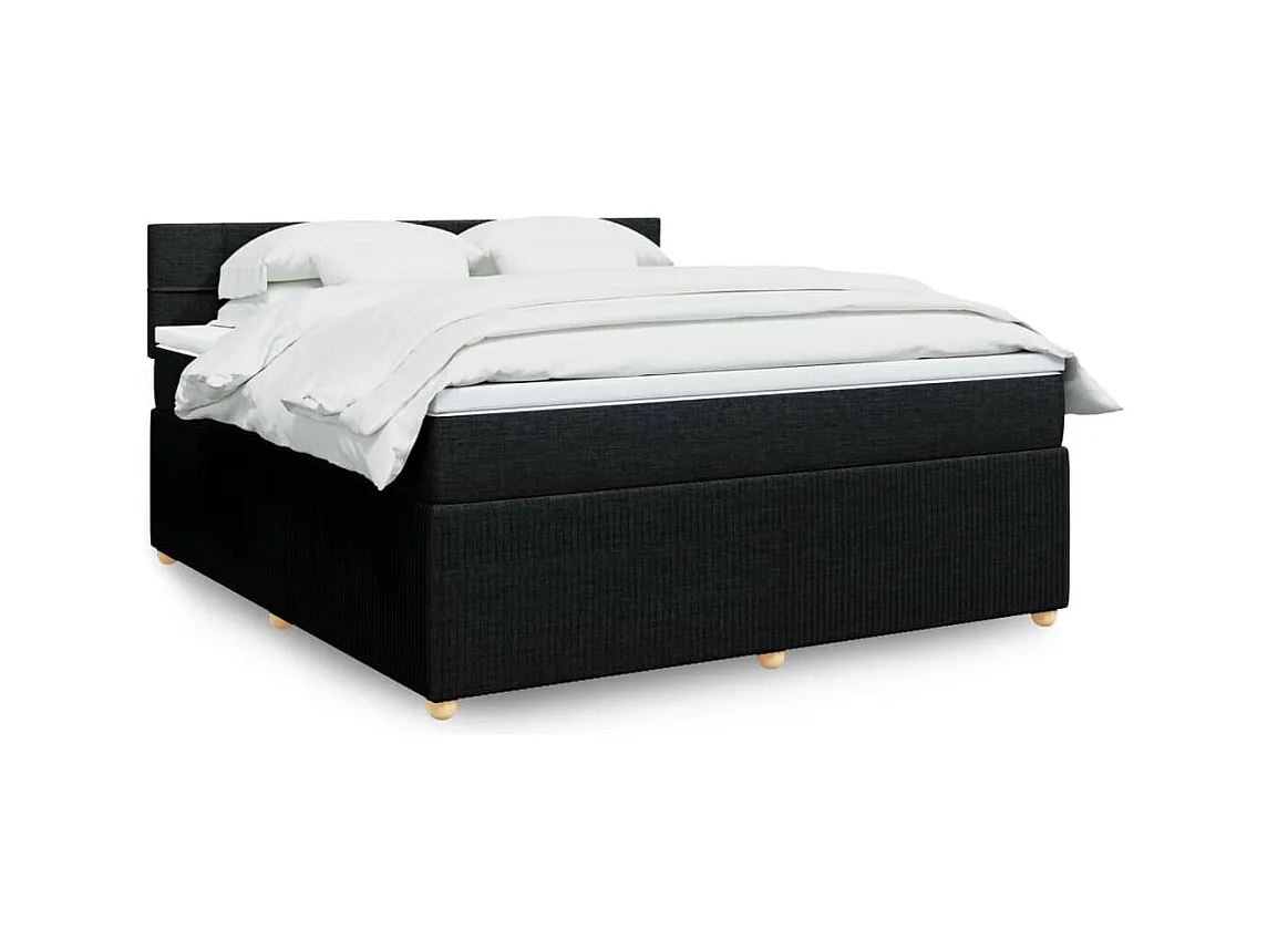 Sommier à lattes de lit avec matelas Noir 180x200 cm Tissu
