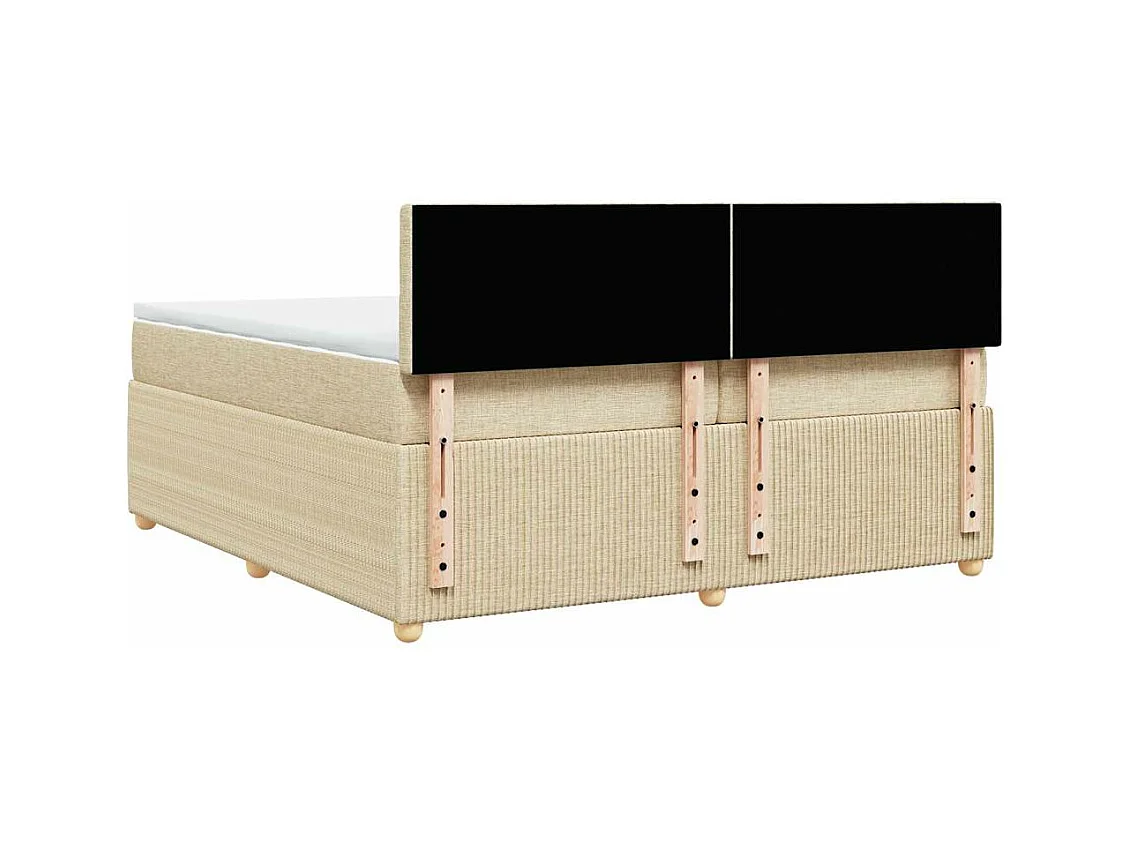 Cama box spring con colchón tela color crema 200x200 cm