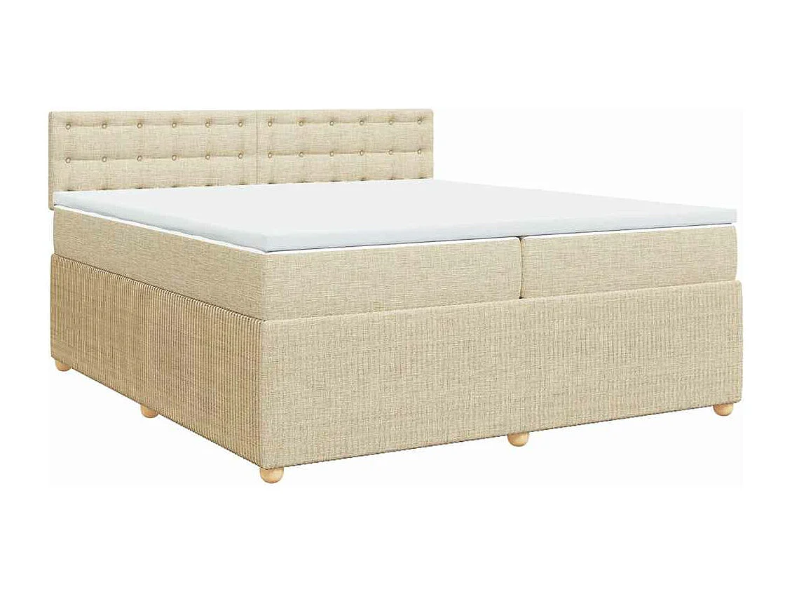 Cama com molas/colchão 200x200 cm tecido cor creme