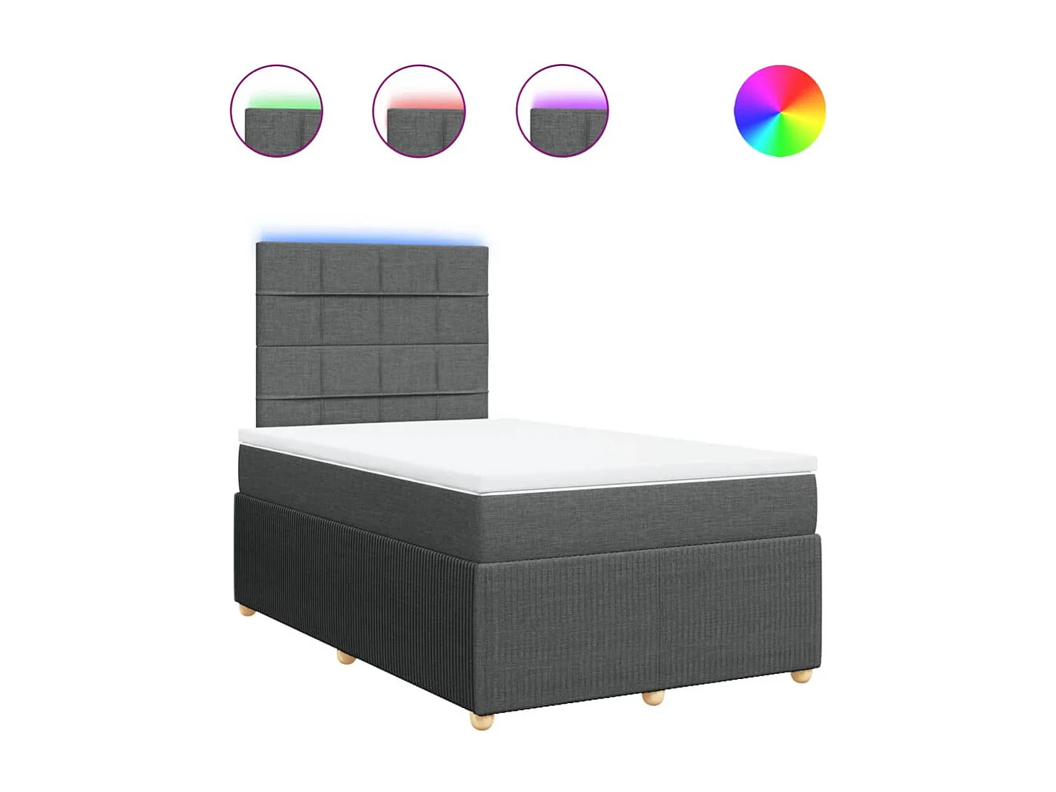 Sommier à lattes de lit avec matelas gris foncé 120x190cm tissu