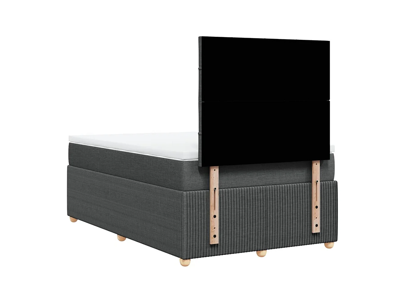 Cama box spring con colchón tela gris oscuro 120x190 cm