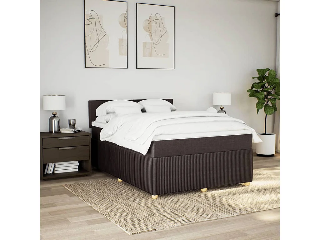 Sommier à lattes de lit avec matelas Marron foncé 140x190 cm