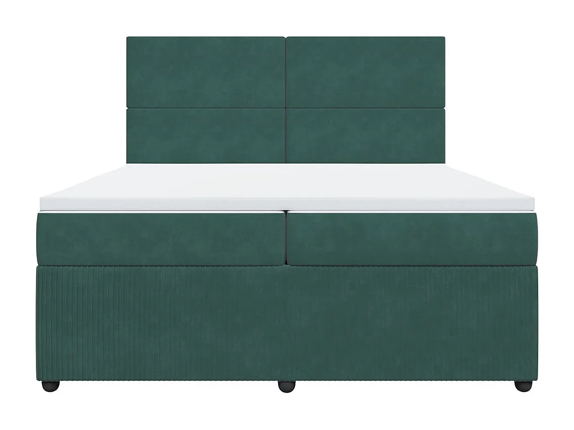 Sommier à lattes de lit et matelas Vert foncé 200x200cm Velours