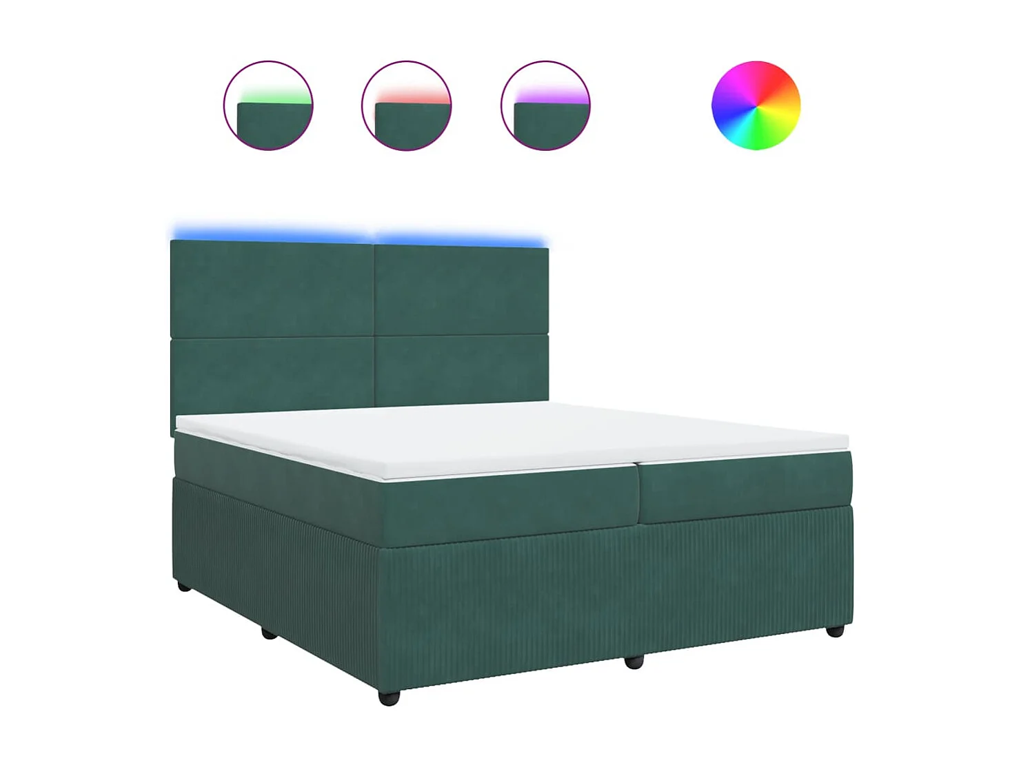 Sommier à lattes de lit et matelas Vert foncé 200x200cm Velours