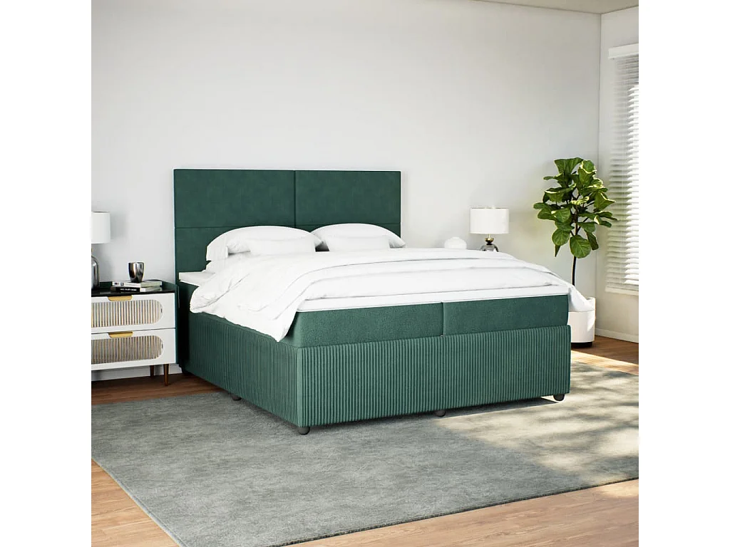 Sommier à lattes de lit et matelas Vert foncé 200x200cm Velours