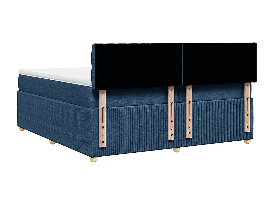 Cama box spring con colchón tela azul 200x200 cm