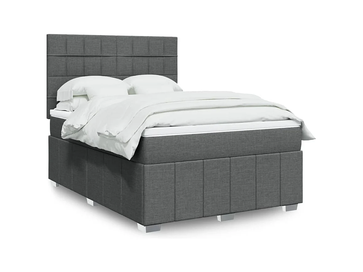 Cama box spring con colchón tela gris oscuro 160x200 cm