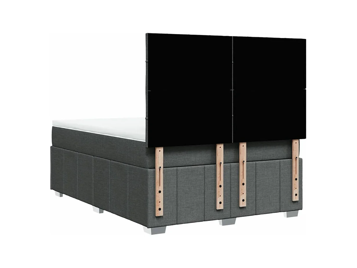 Sommier à lattes de lit avec matelas Gris foncé 160x200cm Tissu
