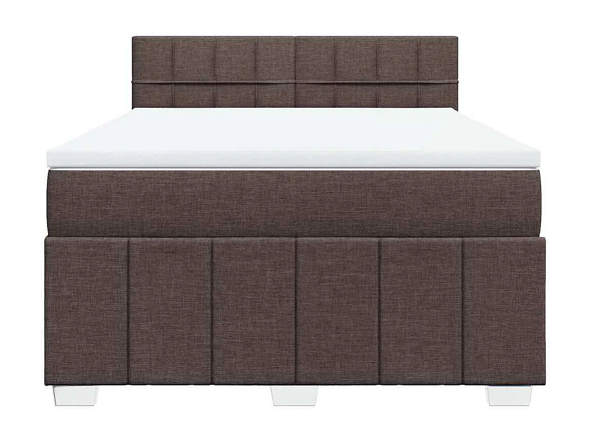 Cama box spring con colchón tela marrón oscuro 140x200 cm