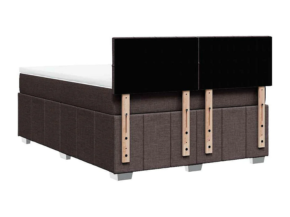 Cama box spring con colchón tela marrón oscuro 140x200 cm