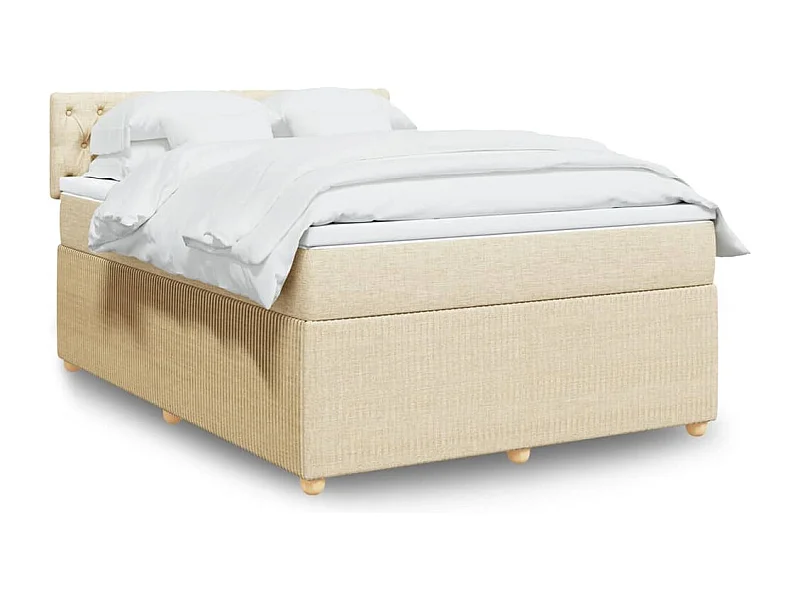 Sommier à lattes de lit avec matelas Crème 140x190 cm Tissu