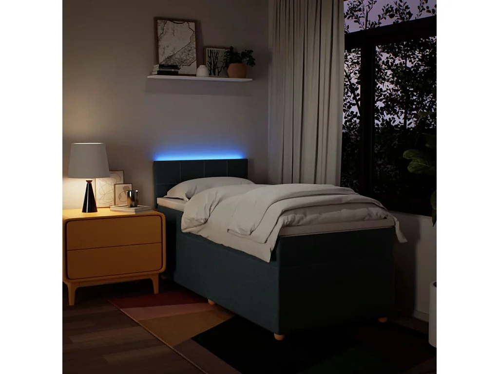 Cama com molas/colchão 80x200 cm tecido azul