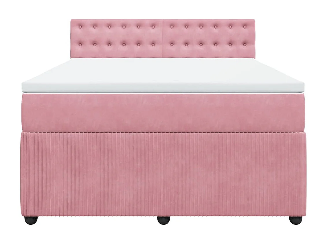 Cama box spring con colchón terciopelo rosa 140x200 cm
