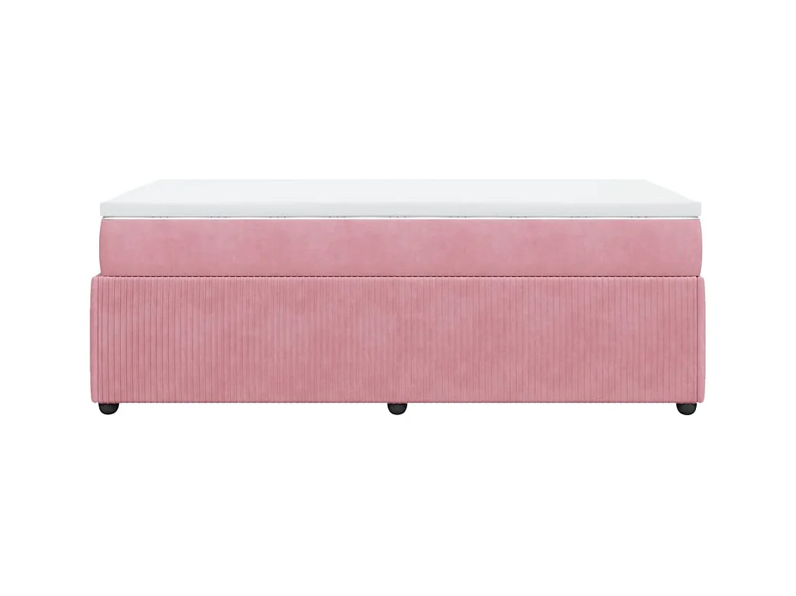Cama box spring con colchón terciopelo rosa 90x200 cm