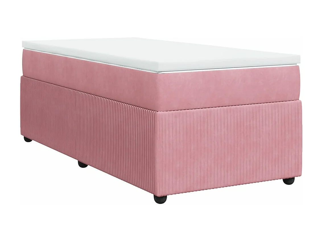 Cama box spring con colchón terciopelo rosa 90x200 cm