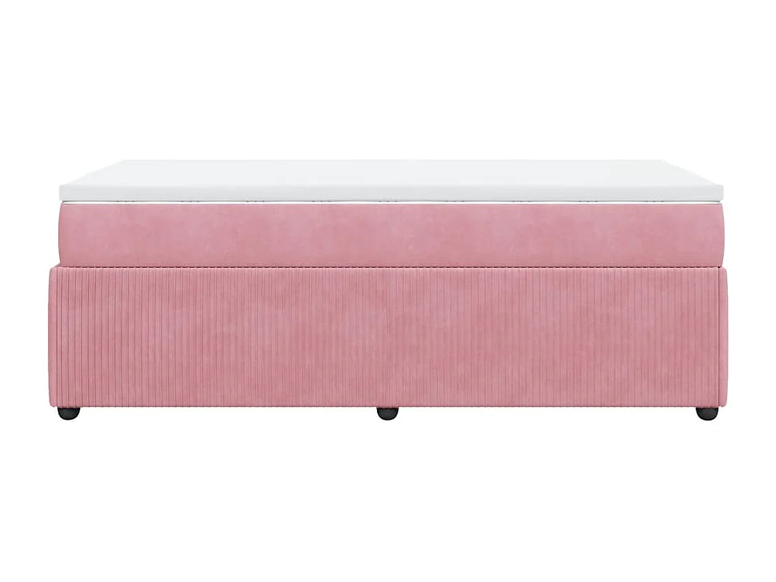 Cama box spring con colchón terciopelo rosa 90x200 cm