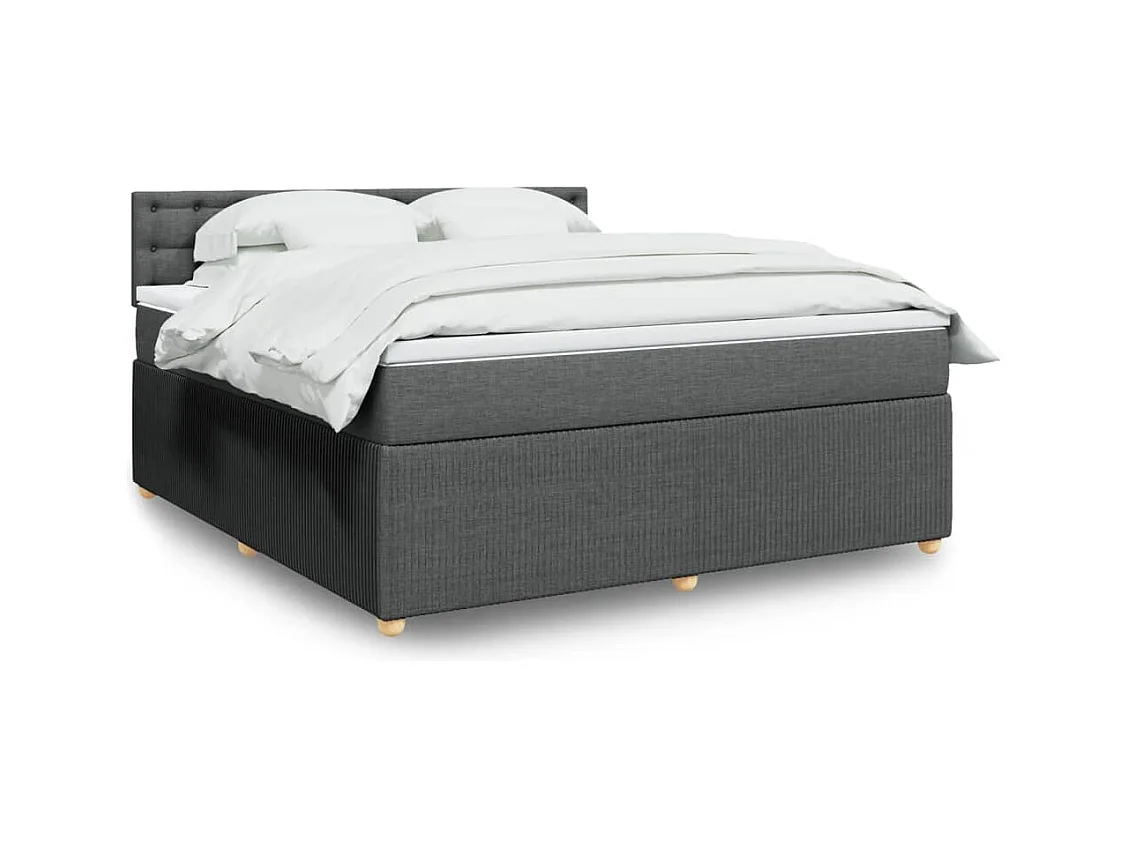 Sommier à lattes de lit avec matelas Gris foncé 180x200cm Tissu