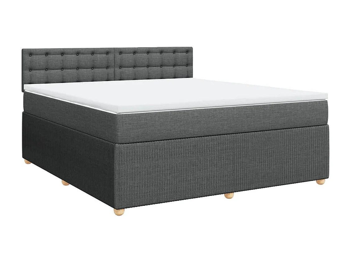 Cama box spring con colchón tela gris oscuro 180x200 cm