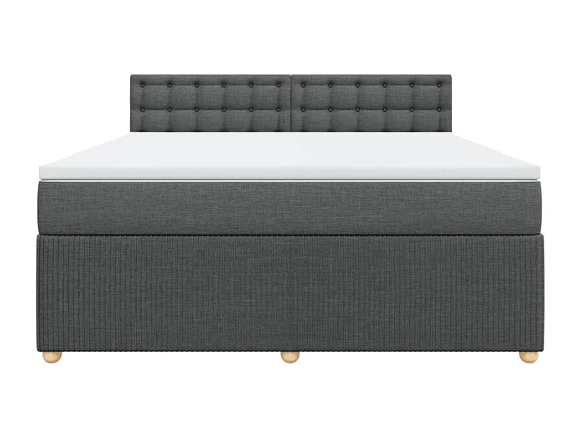 Cama box spring con colchón tela gris oscuro 180x200 cm