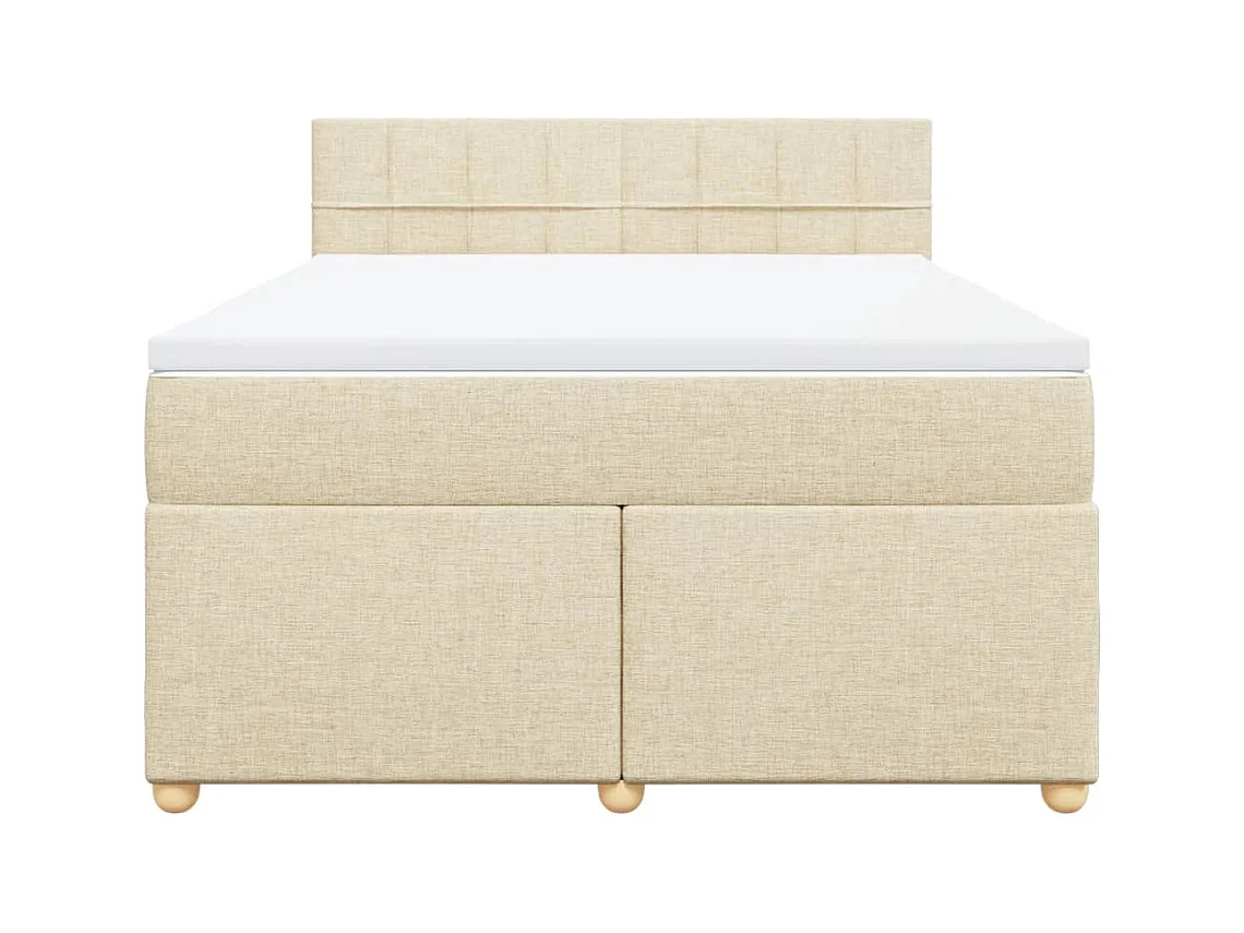 Cama box spring con colchón tela color crema 160x200 cm