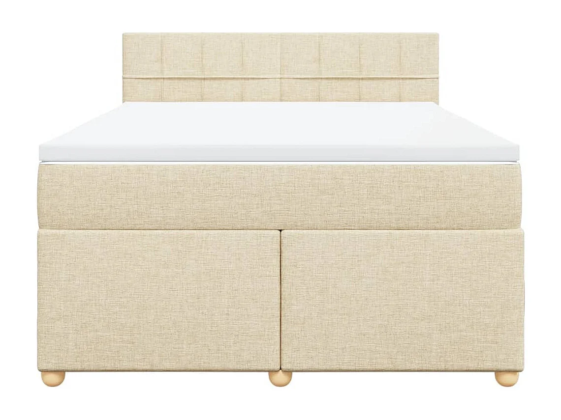 Cama box spring con colchón tela color crema 160x200 cm