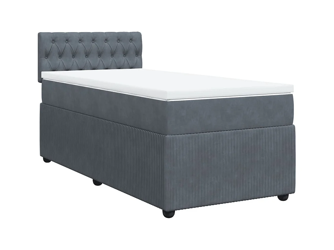 Sommier à lattes de lit et matelas Gris foncé 90x200 cm Velours
