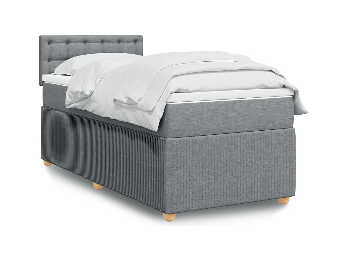 Boxspring met matras stof lichtgrijs 100x200 cm