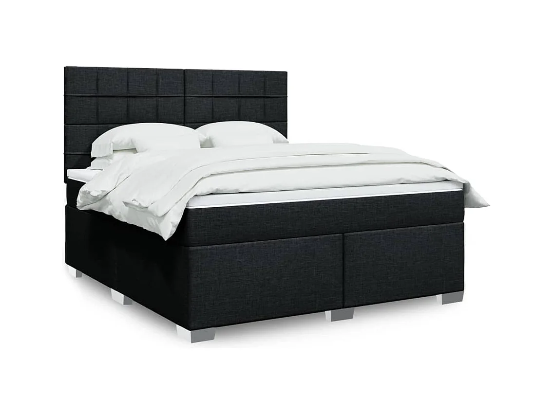 Sommier à lattes de lit avec matelas Noir 180x200 cm Tissu