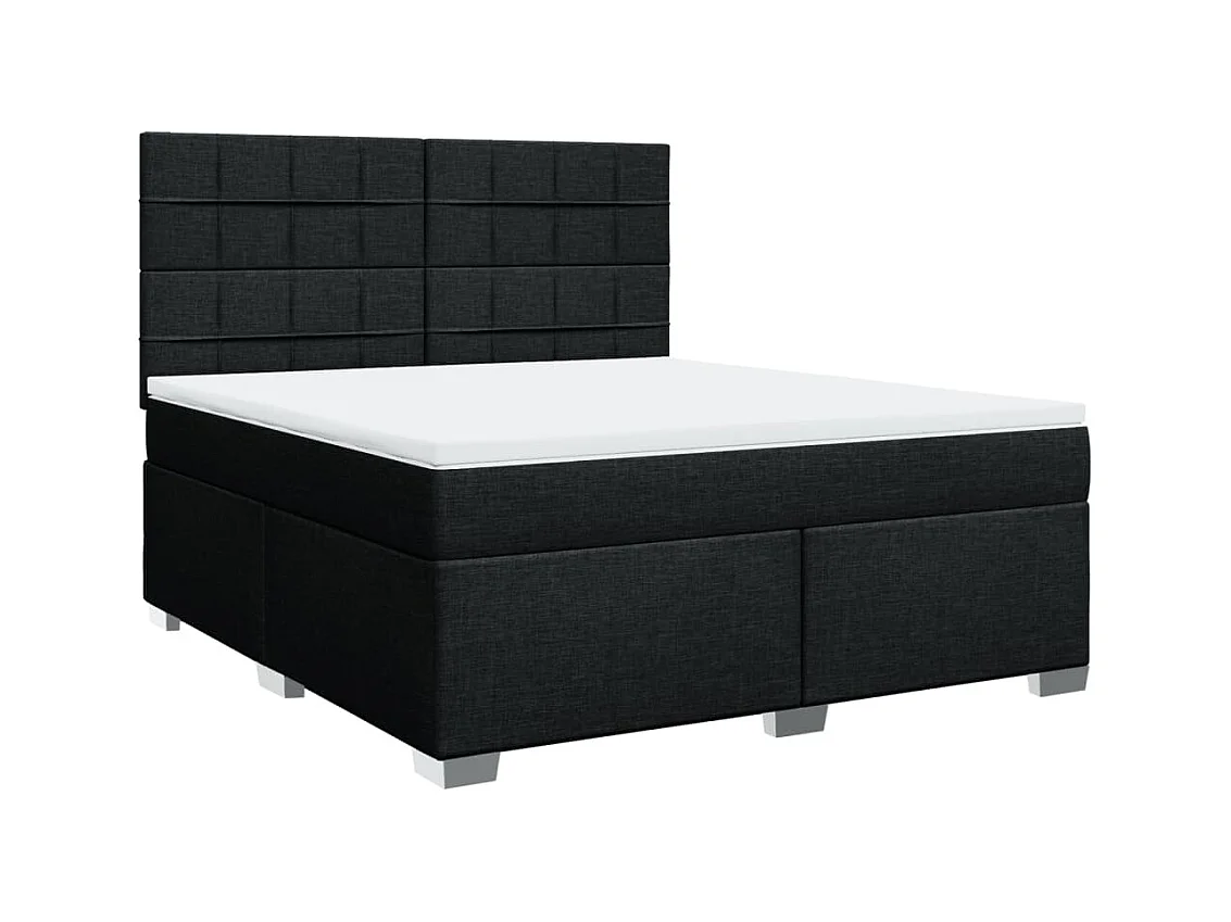 Sommier à lattes de lit avec matelas Noir 180x200 cm Tissu