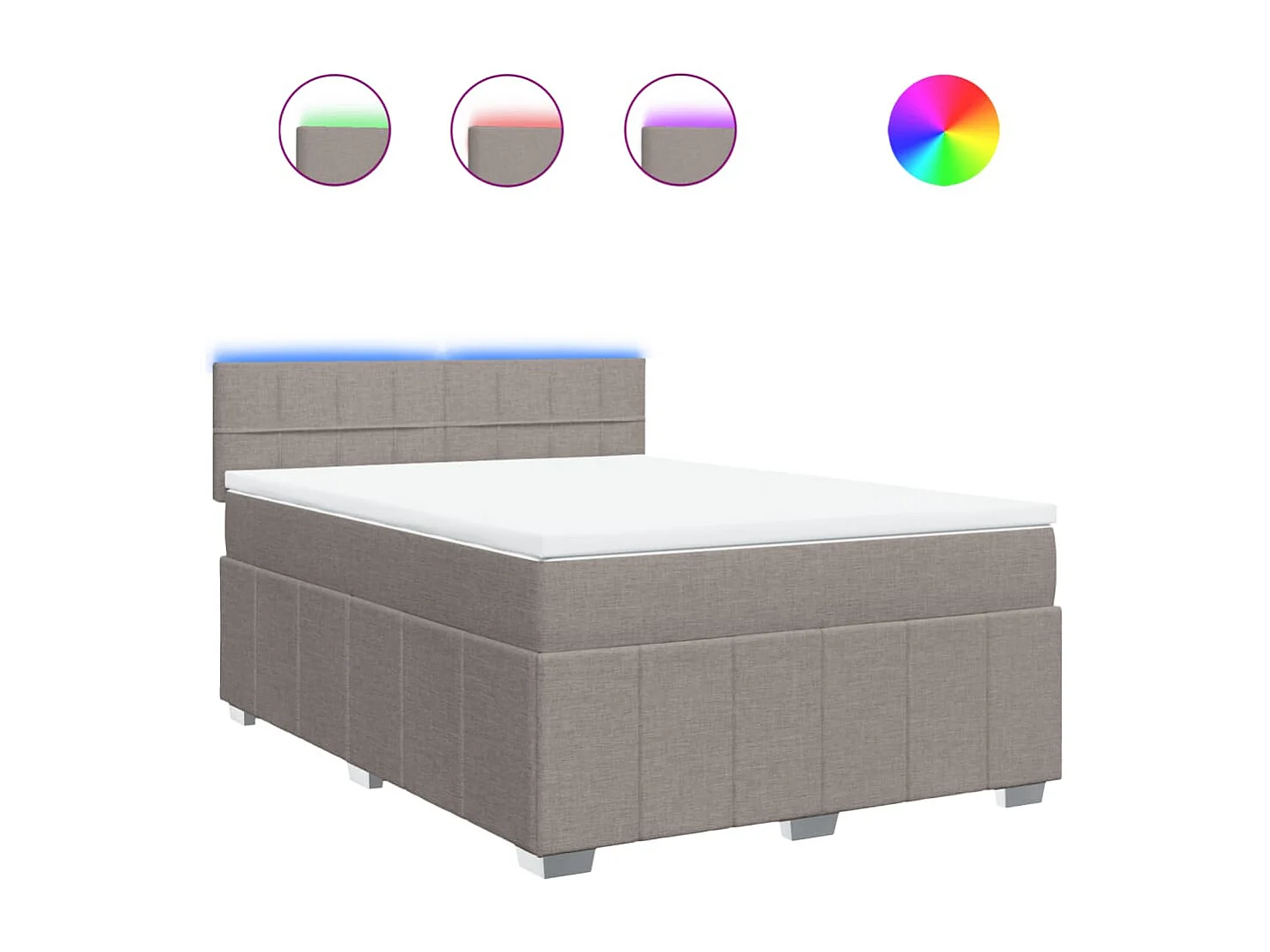 Cama box spring con colchón tela gris taupe 160x200 cm