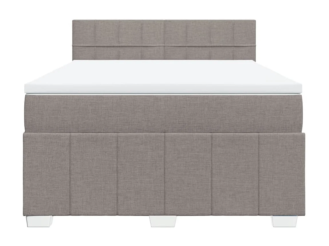 Cama box spring con colchón tela gris taupe 160x200 cm