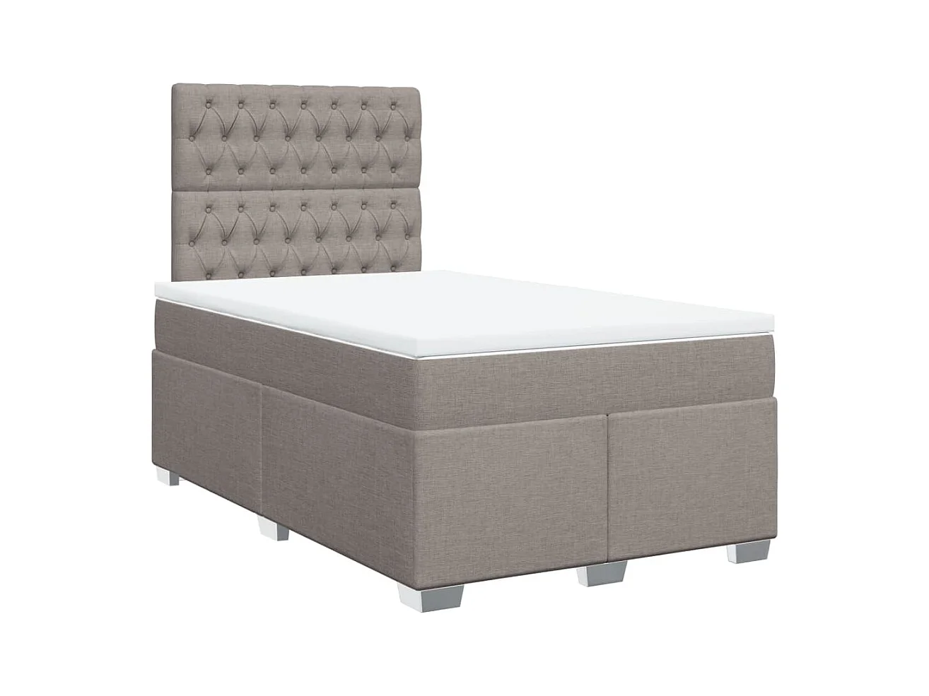 Cama boxspring c/ colchão 120x190cm tecido castanho-acinzentado