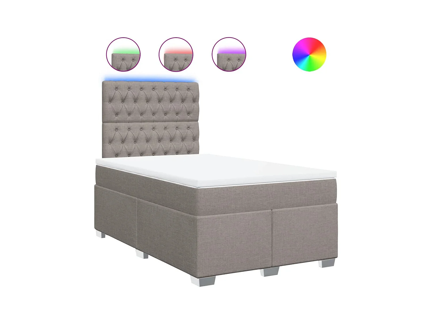 Cama boxspring c/ colchão 120x190cm tecido castanho-acinzentado